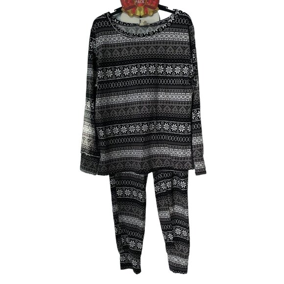 shosho Other - Shosho Pajama Set SIze XL Snowflakes Fair Isle Black Christmas Family NEW